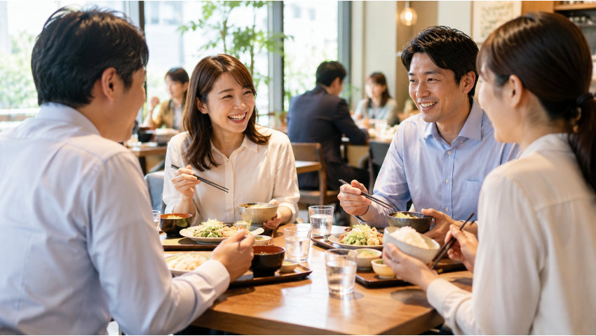 食事を楽しむ社員