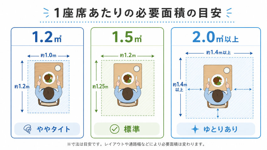 1座席あたりの必要面積の目安