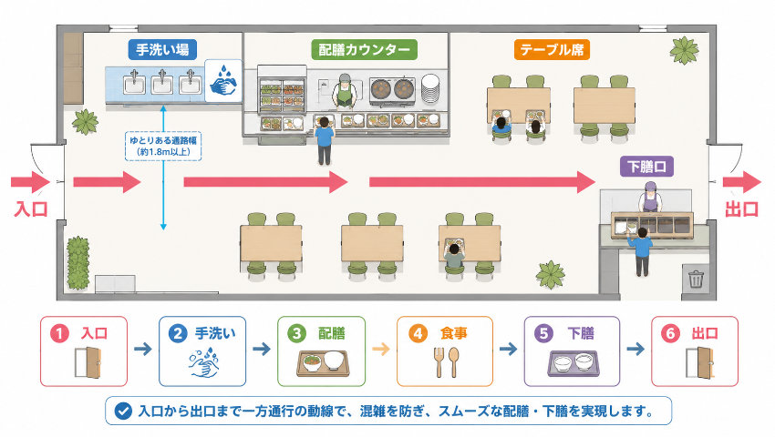 一方通行の動線